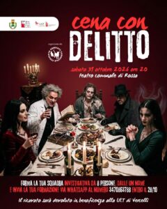 Locandina della cena con delitto a Rossa per la LILT di Vercelli, 31 ottobre 2026